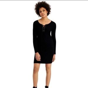 HIPPIE ROSE
Juniors' Lace Up Sweater Dress black dress XL